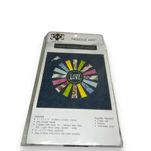 Truly Yours Needle Art Stamped Embroidery w/ Applique Kit Love Flower 11"x11"
